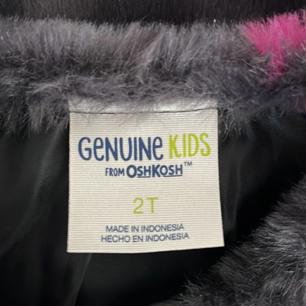 OSHKOSH Genuine Floral Faux Fur Girls Jacket Size 2T